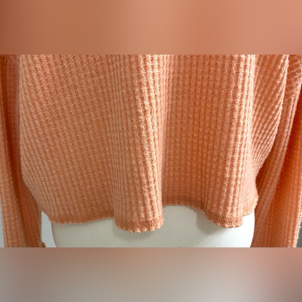 Wild Fable Womens XL Solid Orange Waffle Knit Crop Top Boho Y2K Streetwear - Picture 6 of 15